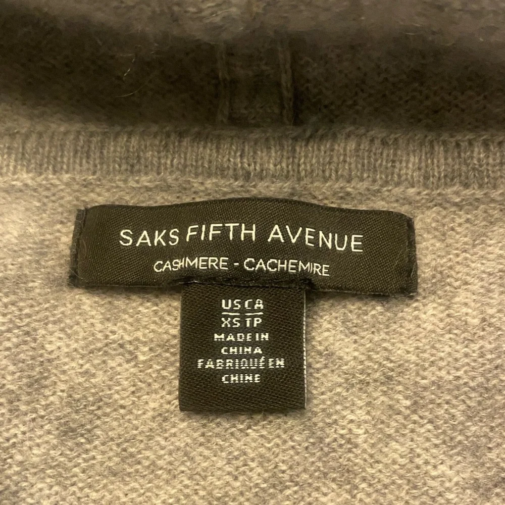 Saks Fifth Avenue Heather Gray Hooded Cashmere Sweater